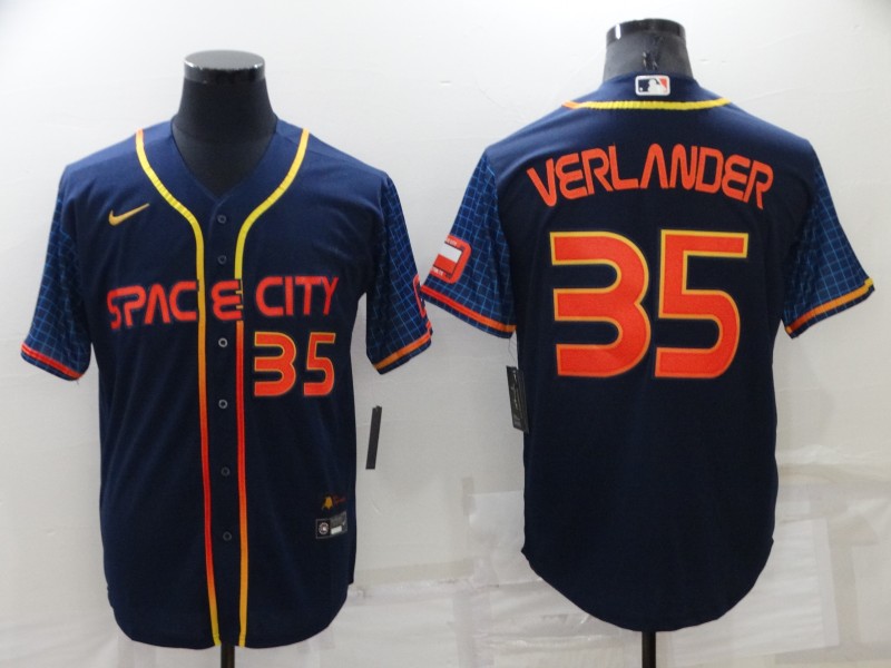 Personalized Men’s Houston Astros #35 Justin Verlander 2022 Navy City Connect Cool Base Stitched Jersey