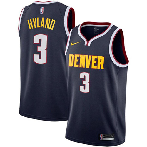 Personalized Men’s Denver Nuggets #3 Nah’Shon Hyland Navy Icon Edition Stitched Jersey