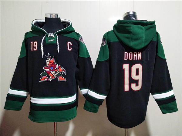 Personalized Men’s Arizona Coyotes #19 Shane Doan Black Green Ageless Must-Have Lace-Up Pullover Hoodie