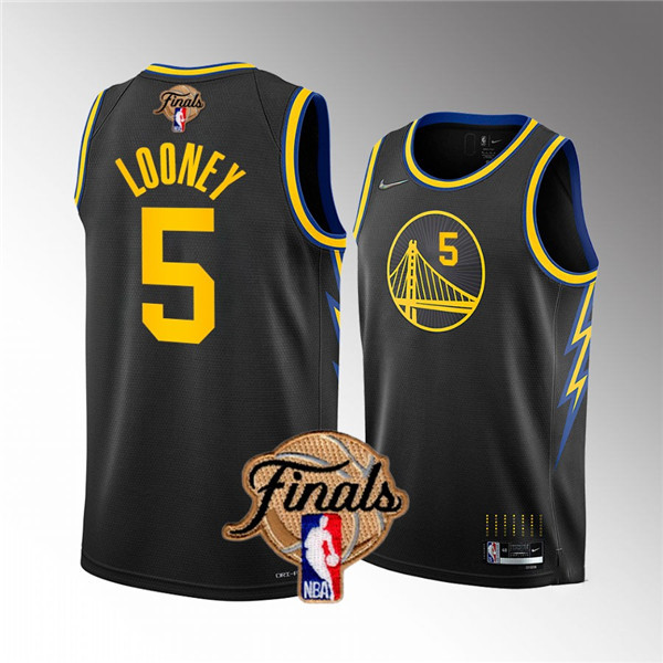 Personalized Men’s Golden State Warriors #5 Kevon Looney 2022 Black NBA Finals Stitched Jersey