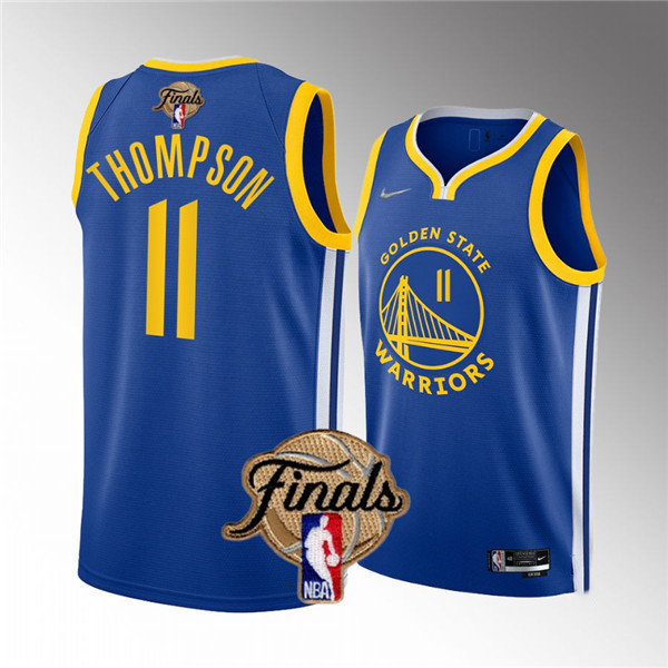 Personalized Men’s Golden State Warriors #11 Klay Thompson 2022 Royal NBA Finals Stitched Jersey