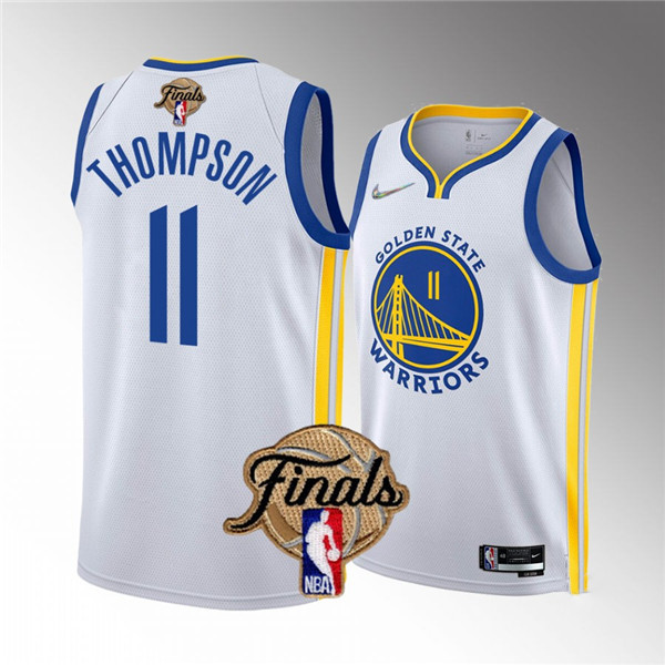Personalized Men’s Golden State Warriors #11 Klay Thompson 2022 White NBA Finals Stitched Jersey