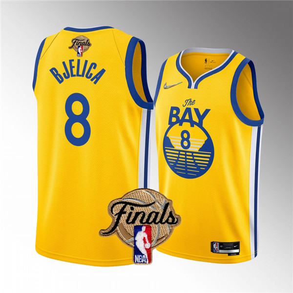 Personalized Men’s Golden State Warriors #8 Nemanja Bjelica 2022 Yellow NBA Finals Stitched Jersey