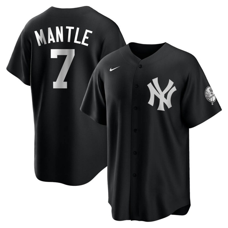 Personalized Men’s New York Yankees #7 Mickey Mantle Black Cool Base Stitched Jersey