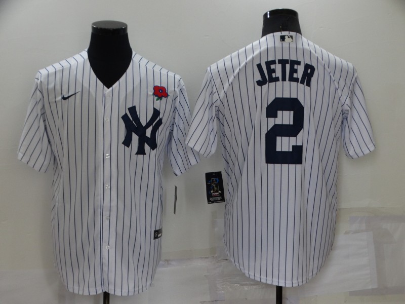 Personalized Men’s New York Yankees #2 Derek Jeter White Cool Base Stitched Baseball Jersey