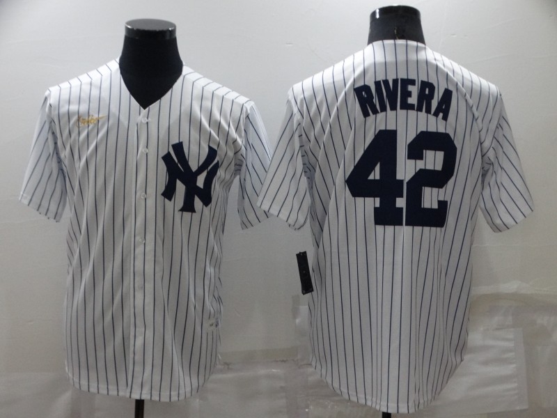 Personalized Men’s New York Yankees #42 Mariano Rivera White Cool Base Stitched Baseball Jersey