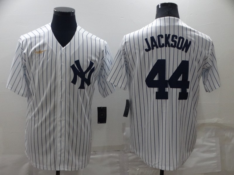 Personalized Men’s New York Yankees #44 Reggie Jackson White Cool Base Stitched Baseball Jersey