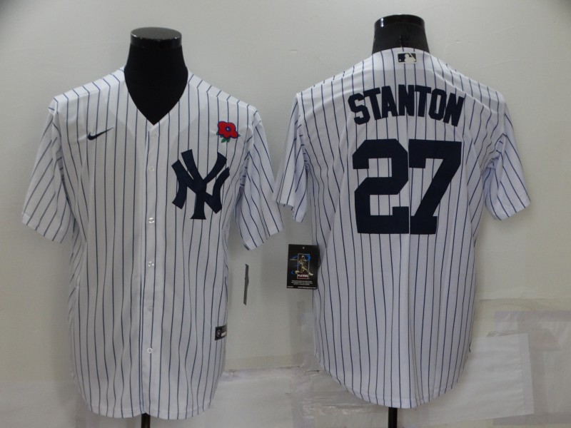 Personalized Men’s New York Yankees #27 Giancarlo Stanton White Cool Base Stitched Baseball Jersey