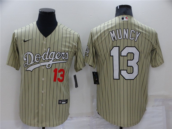 Personalized Men’s Los Angeles Dodgers #13 Max Muncy Cream Throwback Stitched Baseball Jersey