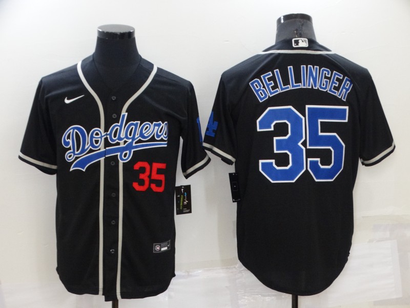 Personalized Men’s Los Angeles Dodgers #35 Cody Bellinger Black Cool Base Stitched Baseball Jersey