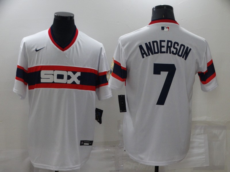 Personalized Men’s Chicago White Sox #7 Tim Anderson Throwback Cool Base Stitched Jersey