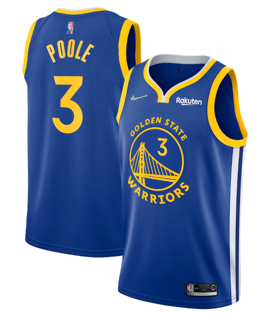 Personalized Men’s Golden State Warriors #3 Jordan Poole 2022 Royal 75th Anniversary Stitched Jersey