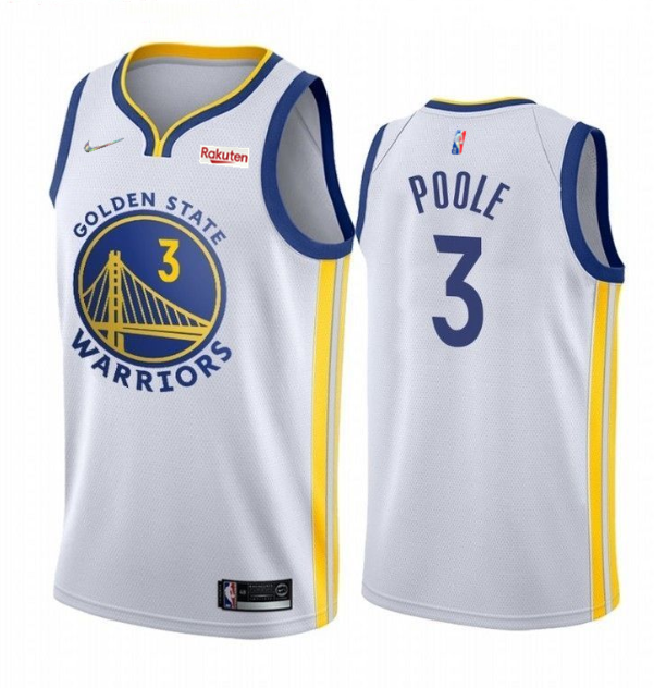 Personalized Men’s Golden State Warriors #3 Jordan Poole 2022 White 75th Anniversary Stitched Jersey