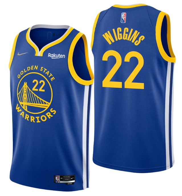 Personalized Men’s Golden State Warriors #22 Andrew Wiggins 2022 Royal 75th Anniversary Stitched Jersey