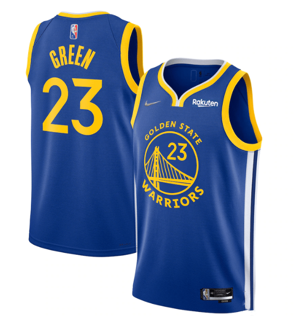 Personalized Men’s Golden State Warriors #23 Draymond Green Royal 75th Anniversary Stitched Basketball Jersey
