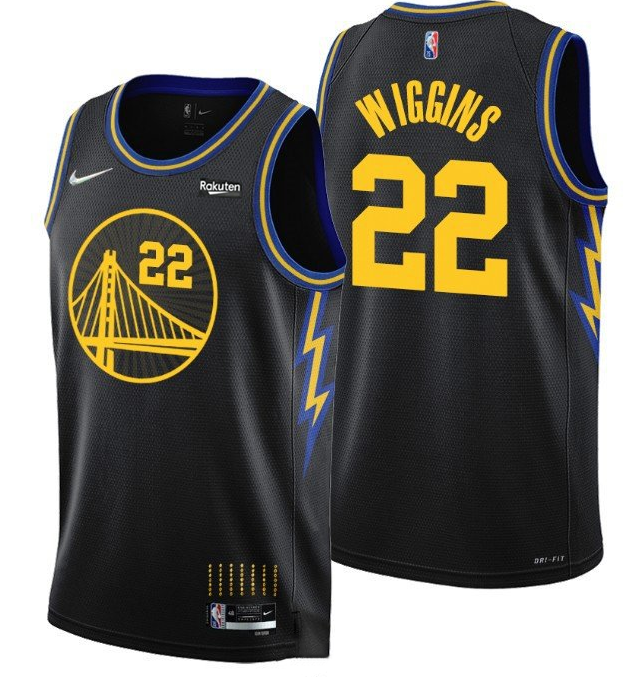 Personalized Men’s Golden State Warriors #22 Andrew Wiggins 2021 22 City Edition Black 75th Anniversary Stitched Basketball Jersey