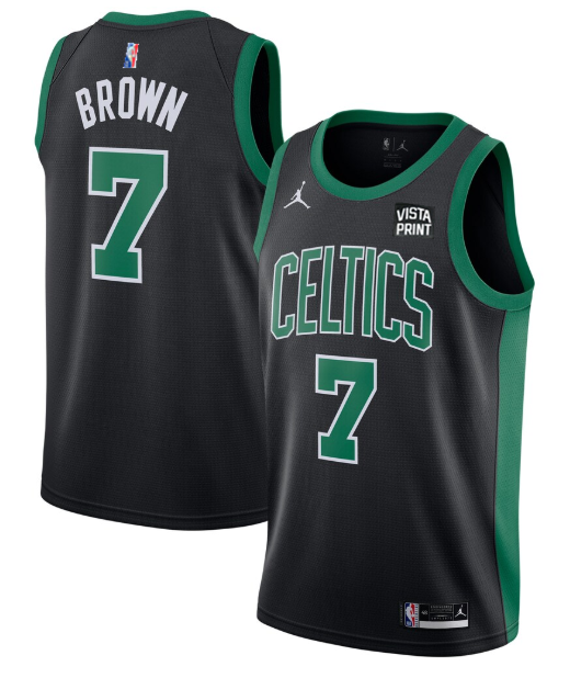 Personalized Men’s Boston Celtics #7 Jaylen Brown 75th Anniversary Black Stitched Basketball Jersey