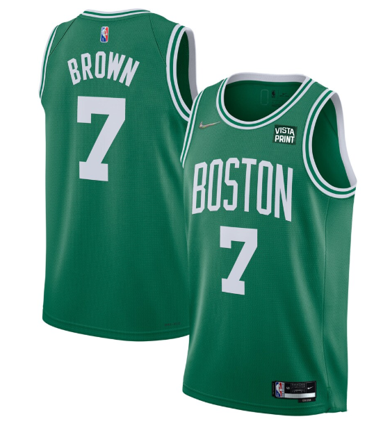 Personalized Men’s Boston Celtics #7 Jaylen Brown 75th Anniversary Green Stitched Basketball Jersey