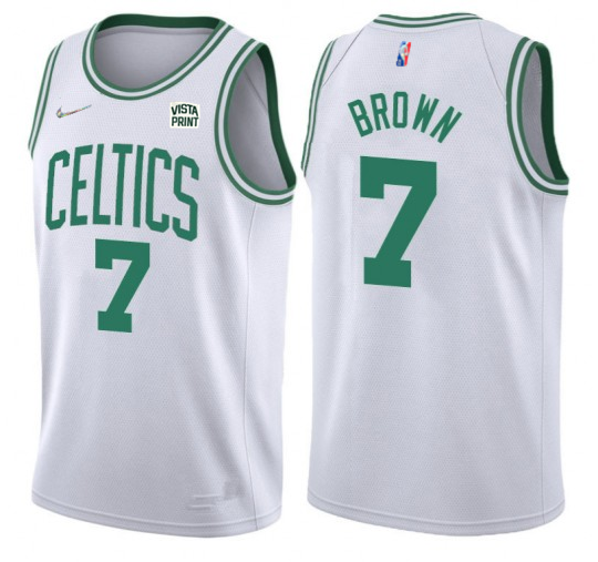 Personalized Men’s Boston Celtics #7 Jaylen Brown 75th Anniversary White Stitched Basketball Jersey