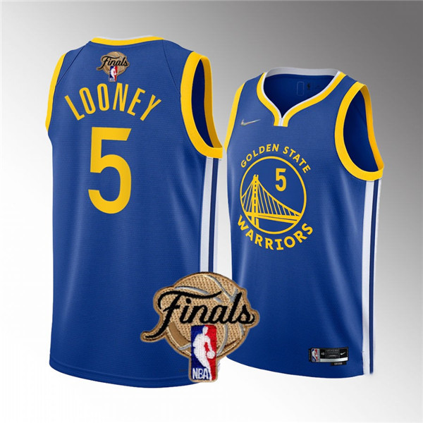 Personalized Men’s Golden State Warriors #5 Kevon Looney 2022 Blue NBA Finals Stitched Jersey