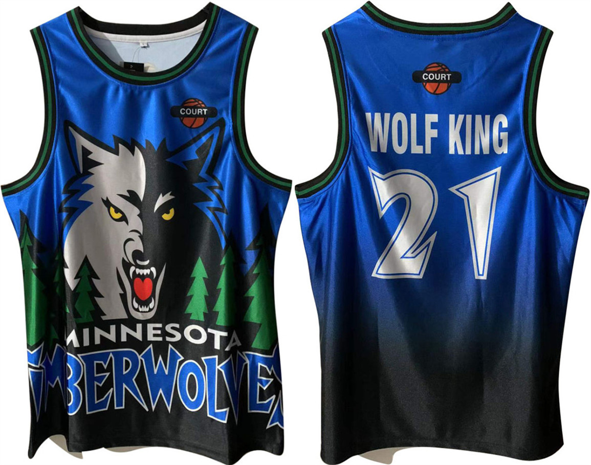Personalized Men’s Minnesota Timberwolves #21 Kevin Garnett Blue Green Throwback Stitched Jersey