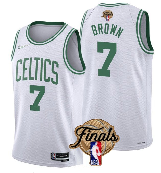 Personalized Men’s Boston Celtics #7 Jaylen Brown 2022 White NBA Finals Stitched Jersey