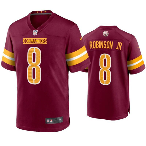 Personalized Men’s Washington Commanders #8 Brian Robinson Jr. 2022 Burgundy Game Stitched Jersey