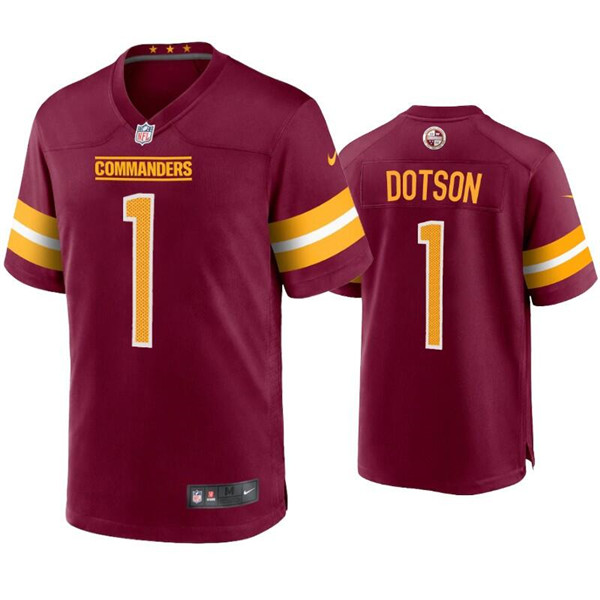Personalized Men’s Washington Commanders #1 Jahan Dotson 2022 Burgundy Game Stitched Football Jersey