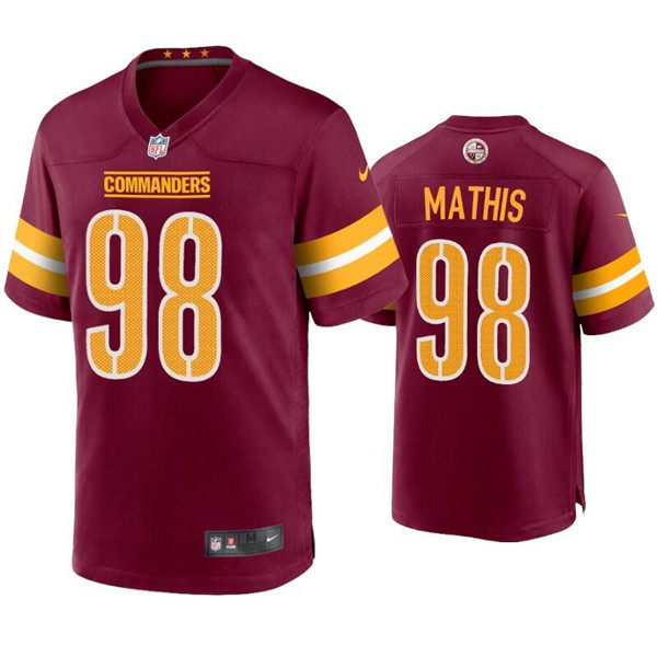 Personalized Men’s Washington Commanders #98 Phidarian Mathis 2022 Burgundy Game Stitched Football Jersey