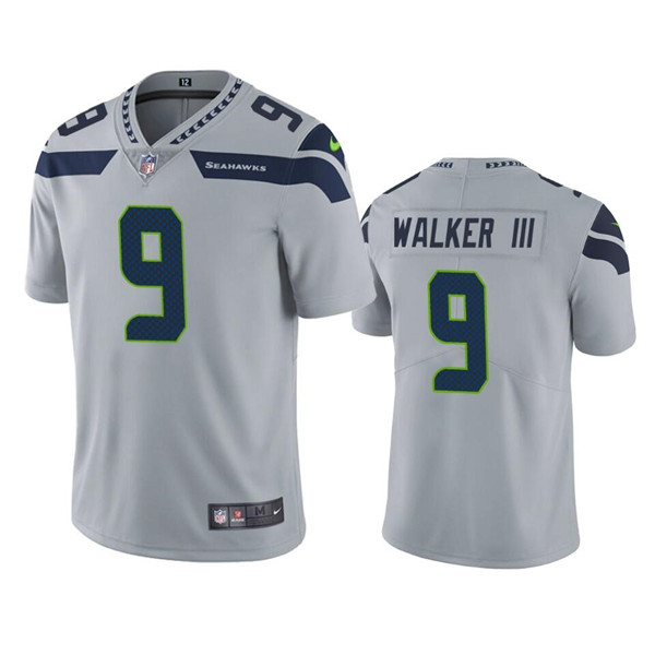 Personalized Men’s Seattle Seahawks #9 Kenneth Walker III Grey Untouchable Limited Stitched Jersey