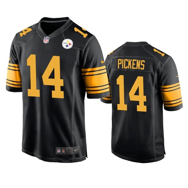 Personalized Men’s Pittsburgh Steelers #14 George Pickens Black Color Rush Stitched Jersey