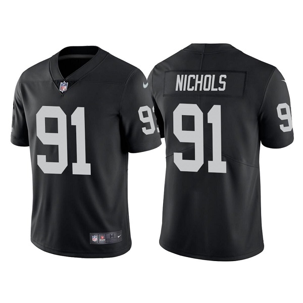 Personalized Men’s Las Vegas Raiders #91 Bilal Nichols Black Limited Stitched Jersey