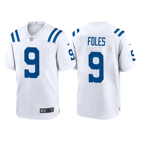 Personalized Men’s Indianapolis Colts #9 Nick Foles White Stitched Game Jersey