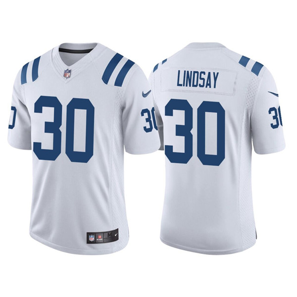Personalized Men’s Indianapolis Colts #30 Phillip Lindsay White Stitched Football Jersey