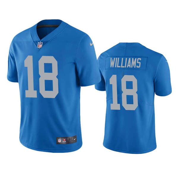 Personalized Men’s Detroit Lions #18 Jameson Williams Blue Untouchable Limited Stitched Jersey