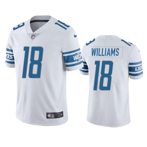Personalized Men’s Detroit Lions #18 Jameson Williams White Untouchable Limited Stitched Jersey