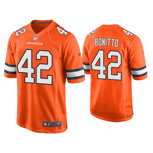 Personalized Men’s Denver Broncos #42 Nik Bonitto Orange Game Stitched Jersey