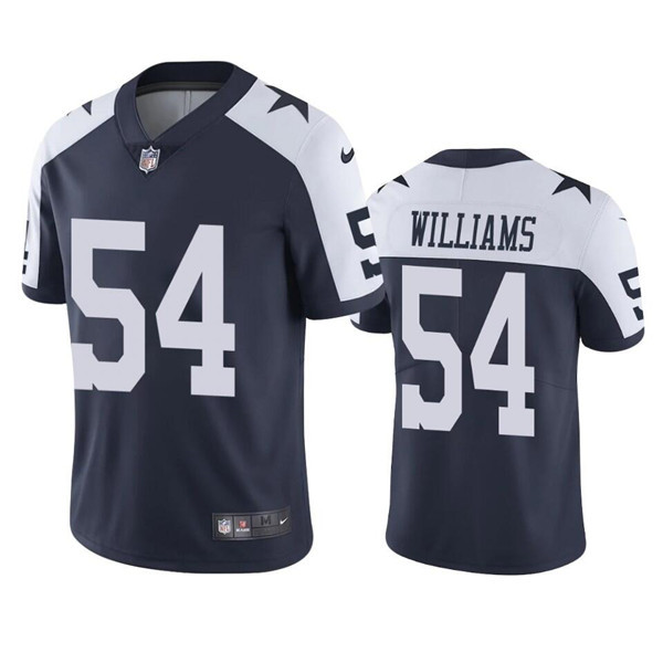 Personalized Men’s Dallas Cowboys #54 Sam Williams White Navy Thanksgiving Limited Stitched Jersey