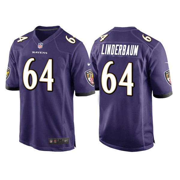 Personalized Men’s Baltimore Ravens #64 Tyler Linderbaum Purple Game Jersey