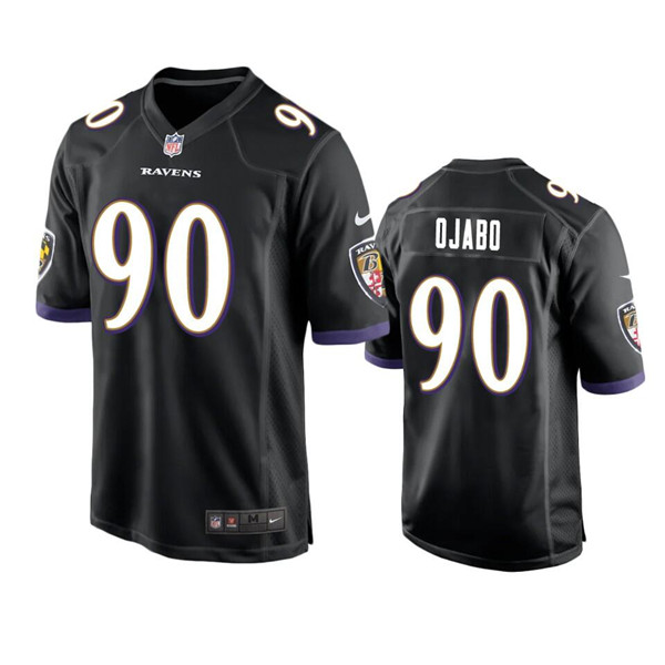 Personalized Men’s Baltimore Ravens #90 David Ojabo Black Stitched Game Jersey