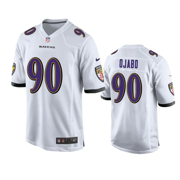 Personalized Men’s Baltimore Ravens #90 David Ojabo White Stitched Game Jersey