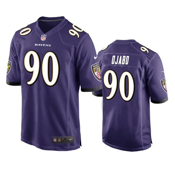 Personalized Men’s Baltimore Ravens #90 David Ojabo Purple Stitched Game Jersey