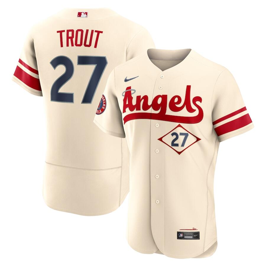 Personalized Men’s Los Angeles Angels #27 Mike Trout 2022 Cream City Connect Flex Base Stitched Jersey