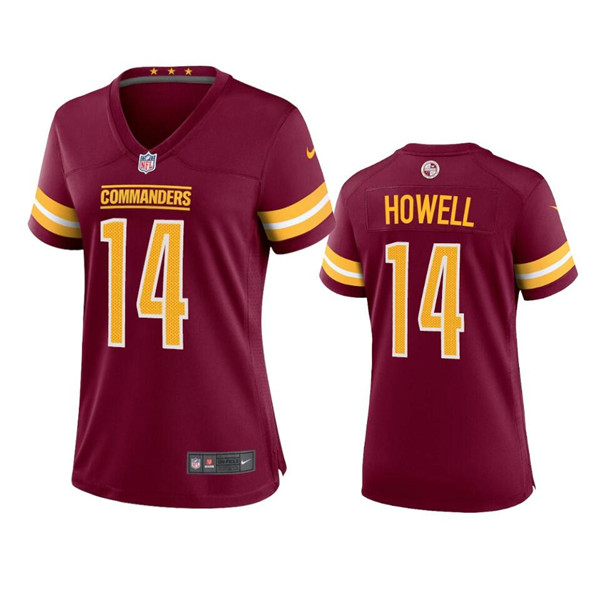 Personalized Women’s Washington Commanders #14 Sam Howell 2022 Burgundy Game Stitched Jersey(Run Small)