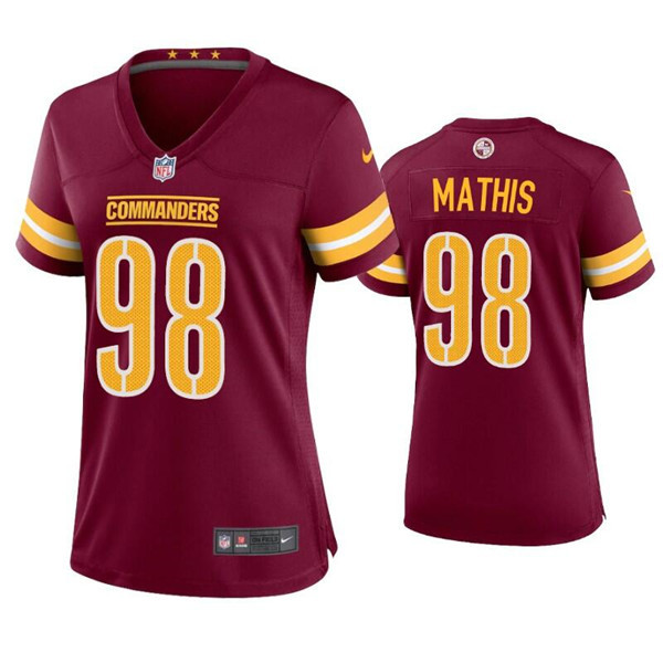 Personalized Women’s Washington Commanders #98 Phidarian Mathis 2022 Burgundy Game Stitched Jersey(Run Small)