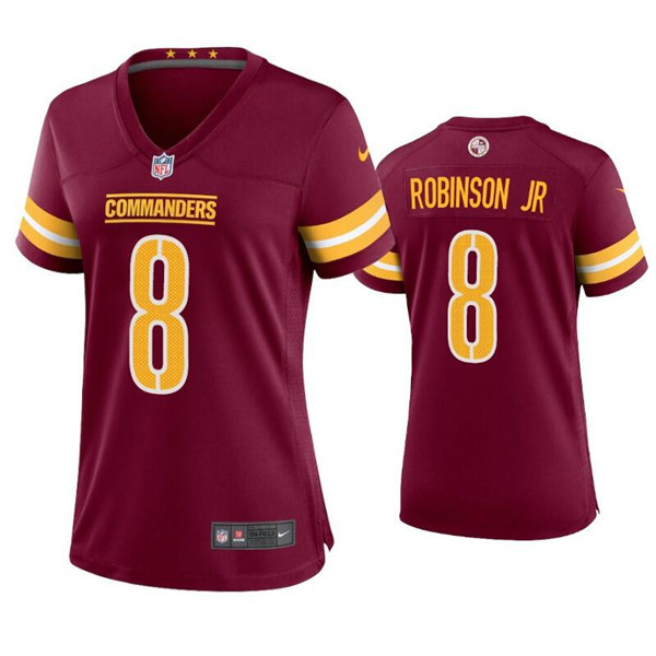 Personalized Women’s Washington Commanders #8 Brian Robinson Jr. 2022 Burgundy Game Stitched Jersey(Run Small)