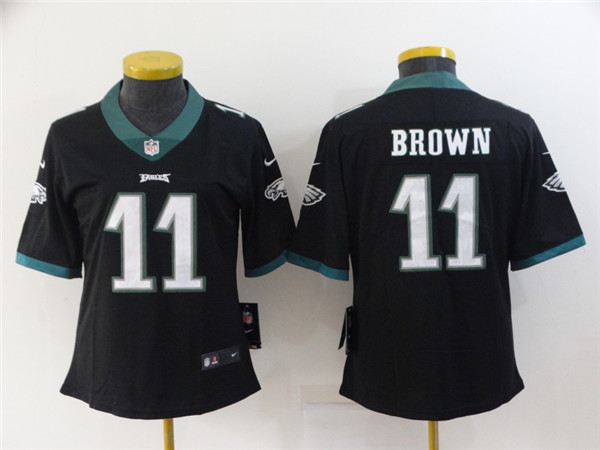 Personalized Women’s Philadelphia Eagles #11 A. J. Brown Black Stitched Football Jersey(Run Small)