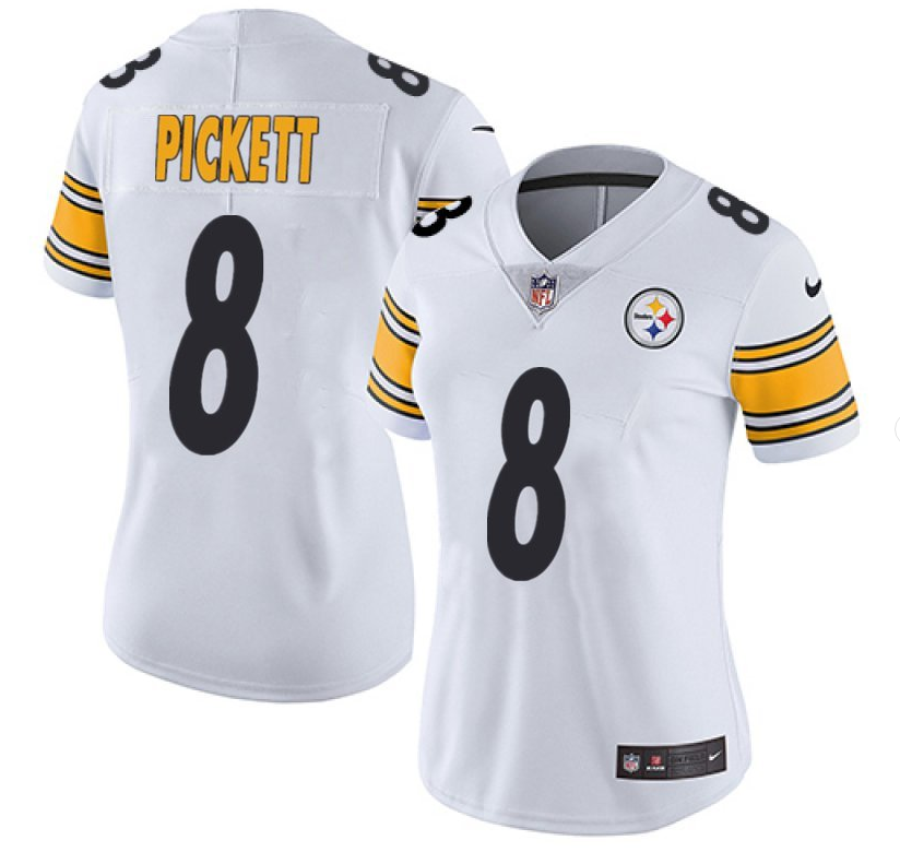 Personalized Women’s Pittsburgh Steelers #8 Kenny Pickett White Untouchable Limited Stitched Jersey(Run Small)