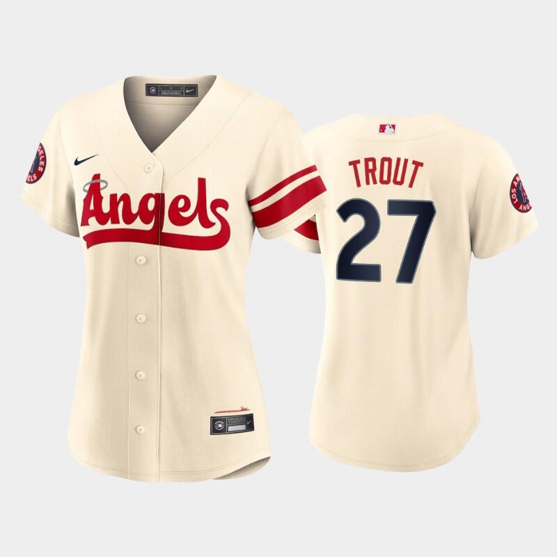Personalized Women’s Los Angeles Angels #27 Mike Trout 2022 Cream City Connect Stitched Baseball Jersey(Run Small)