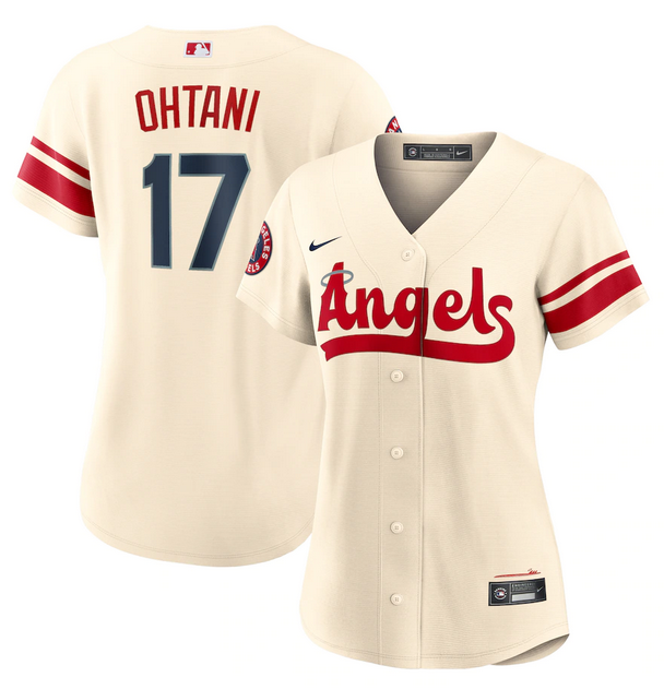 Personalized Women’s Los Angeles Angels #17 Shohei Ohtani 2022 Cream City Connect Stitched Baseball Jersey(Run Small)